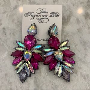 Suzanna Dai hot pink crystal earrings
